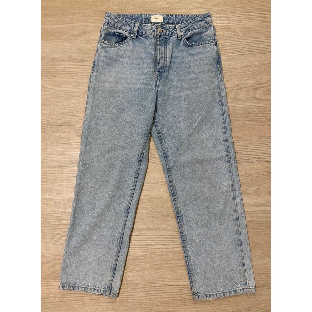 MIKUTA Straight Leg Crop Jeans Women 28 Light Blue Designer Casual